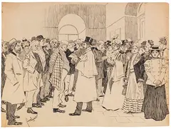 Edward Cucuel, Dresdener Kunstausstellung, 1901, Pen and India ink drawing