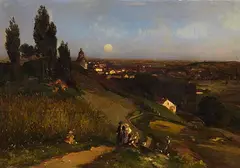 Louis Kolitz, Abendlandschaft (Landsberg a. d. Warthe), 1868, Oil on canvas