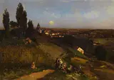 Louis Kolitz, Abendlandschaft (Landsberg a. d. Warthe), 1868, Oil on canvas