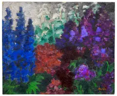 Emil Nolde, Rittersporn und Silberpappeln, 1929, Oil on canvas