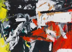 Emilio Vedova, Ciclo 1962 BB4, 1962, Oil, tempera and newsprint on canvas