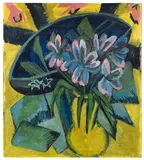 Ernst Ludwig Kirchner, Verblühte Tulpen / Porträt Simon Guttmann, sitzend, 1914/1912, Oil on canvas