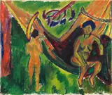 Max Pechstein, In der Hängematte/Boote auf der Ostsee (Rückseite), 1910/ 1922, Oil on canvas, painted on both sides