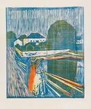 Edvard Munch, Mädchen auf der Brücke, 1918, Woodcut with zincography from several plates