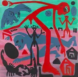 A. R. Penck, Roter Planet, 1999, Acrylic on canvas