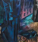 Conrad Felixmüller, Balkon am Abend, 1918, Oil on canvas