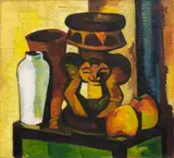 Karl Schmidt-Rottluff, Afrikanische Schale, 1926, Oil on canvas