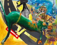 Albert Oehlen, mit André Butzer (1973 Stuttgart) und Schorsch Kamerun (d.i. Thomas Sehl, 1963 Timmendorfer Strand). Walker, 1999, Oil on canvas