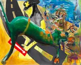 Albert Oehlen, mit André Butzer (1973 Stuttgart) und Schorsch Kamerun (d.i. Thomas Sehl, 1963 Timmendorfer Strand). Walker, 1999, Oil on canvas