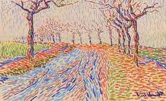 Karl Schmidt-Rottluff, Landstraße im Frühling, 1905, Colored crayon drawing