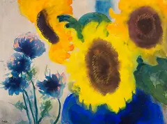 Sonnenblumen by Emil Nolde, Um 1930/1935, Watercolor, sold Jun 2022
