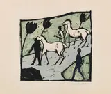 Weiße Pferde by Erich Heckel, 1912, Woodcut in colors, sold Jun 2022