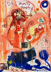 Jonathan Meese, Schlüpfrecht "Natyrnkind" im Gran Canyon, when I was too young, 2008, Mixed media on canvas. Oil, acrylic, synthetic ...