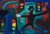 Ampelsprung. Der Kapitalist zeigt freudig erregt Max Ernst Berlin by Karl Horst Hödicke, 1985, Acrylic on canvas, sold Jun 2022