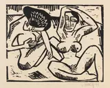 Müßige Hetären by Karl Schmidt-Rottluff, 1914, Woodcut, sold Jun 2022