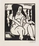 Frau mit aufgelöstem Haar by Karl Schmidt-Rottluff, 1913, Woodcut, sold Jun 2022