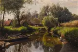 Flusslandschaft im Spreewald by Peder (Peder Mørk Mønsted) Mönsted, 1912, Oil on canvas, sold Dec 2021
