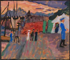 Gabriele Münter, Från Djurgårdsbron, Stockholm (Bei der Tiergartenbrücke), 1915, Oil over pencil on board