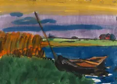 Emil Nolde, Marschlandschaft mit Fischerboot, 1920/1925, Watercolor