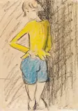 Otto Mueller, Maschka (Mädchen in gelber Jacke, Zirkusmädchen), Um 1919, Colored chalk drawing