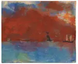 Emil Nolde, Meerlandschaft mit rotem Abendhimmel, 1946, Watercolor