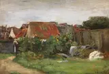 Max Liebermann, Dorfhäuser mit Sonnenblumen