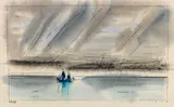 Churning Clouds above the Sea by Lyonel Feininger, 1945, Watercolor and India ink drawing, sold Dec 2021