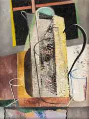 Georg Muche, Ohne Titel (Stillleben / Abstrakte Komposition), 1916/1924, Oil on canvas