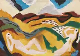 Ernst Wilhelm Nay, Liegende in Landschaft, 1939, Oil on canvas