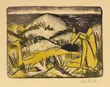 Otto Mueller, Ein in Dünen sitzendes und ein liegendes Mädchen (Zwei Mädchen in den Dünen, Sylt)