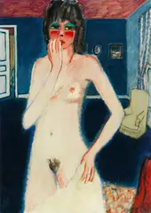 Jean-Pierre Cassigneul, Femme nue dans la chambre bleue, 1968, Oil on canvas
