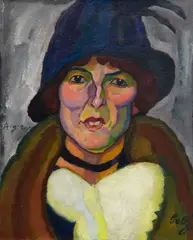Frau mit Hut by Hanns Bolz, 1912, Oil on canvas, sold Dec 2021