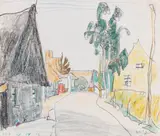 Lyonel Feininger, Village Street on Usedom, Baltic Sea, 1912, Color Chalks drawing