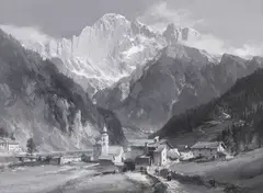Edward Theodore Compton, Monte Civetta, Um 1895, Gouache on paper, laminated on board