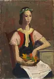 Karl Hofer, Mädchen mit Blumen, Ca. 1937, Oil on canvas