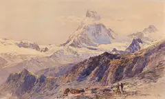 Das Matterhorn von der Triftkumme by Edward Theodore Compton, 1884, Watercolor over pencil, sold Dec 2021