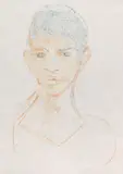 Otto Mueller, Mädchenkopf, Um 1927, Colored chalk drawing