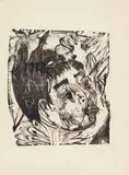 Kopf Hedwig Schaxel by Ernst Ludwig Kirchner, 1917, Woodcut, sold Dec 2021