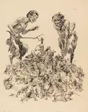 Heinrich Kley, Der Ameisenhaufen, um 1910, Pen and India ink drawing over pencil traces