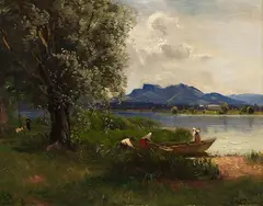Josef Wopfner, Am Chiemseeufer, 1890/1895, Oil on canvas, laminatd on board