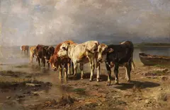 Anton Braith, Kühe am Seeufer, 1889, Oil on canvas