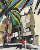 Franz Xaver Fuhr, Im Palmenhof, Um 1964/1970, Oil on fibreboard