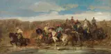 Adolf und Mary Schreyer, Arabische Reiter am Fluss, Um 1880/90, Oil on canvas