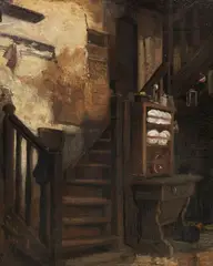 Johann Sperl, Stiegenaufgang, 1872/73, Oil on canvas, laminated on panel
