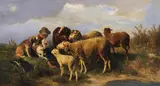 Anton Braith, Hirtenjunge mit Schafen, 1870, Oil on canvas
