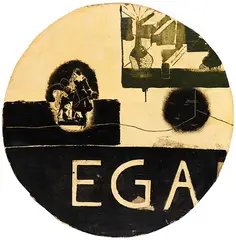 Ohne Titel by Neo Rauch, 1993, Oil on partly collaged paper, laid on fiberboard, sold Dec 2021