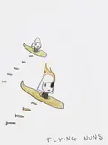 Yoshitomo Nara, Flying Nuns, 2002, Colored crayon drawing