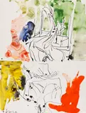 Georg Baselitz, Das 70iger Modell singt wieder, 2011, Watercolor and ink brush