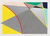 Imperfect 67 5/8" x 91 1/2" by Roy Lichtenstein, 1988, Woodcut in colors in 14 colors and Mylar foil, ..., sold Dec 2021