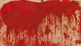 Hermann Nitsch, Malaktionsrelikt, Wiener Sezession, 1987, Oil and blood on canvas-structured board on canvas